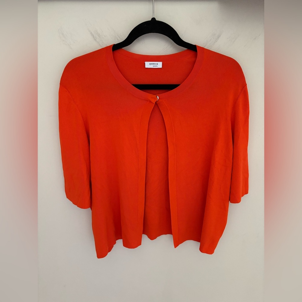 AKRIS Punto Orange Cropped Knit Cardigan size 16